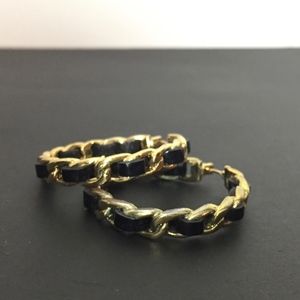 Juicy Couture Gold & Leather Hoop Earrings